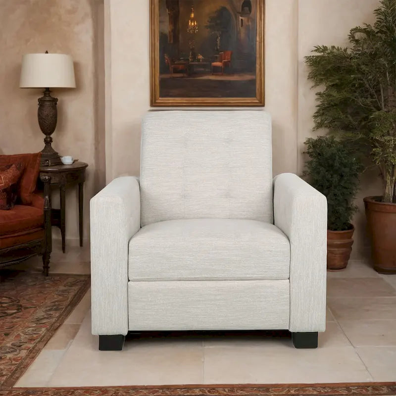 Contemporary Tufted Pushback Recliner Chair with Birch Wood Legs