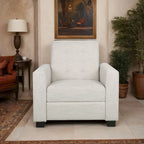 Contemporary Tufted Pushback Recliner Chair with Birch Wood Legs