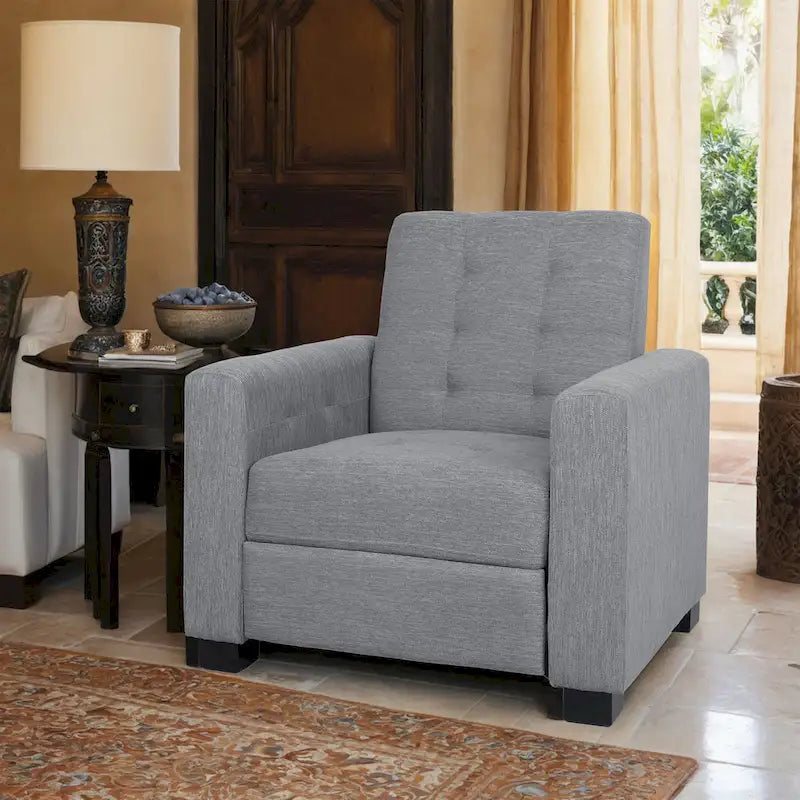 Contemporary Tufted Pushback Recliner Chair with Birch Wood Legs
