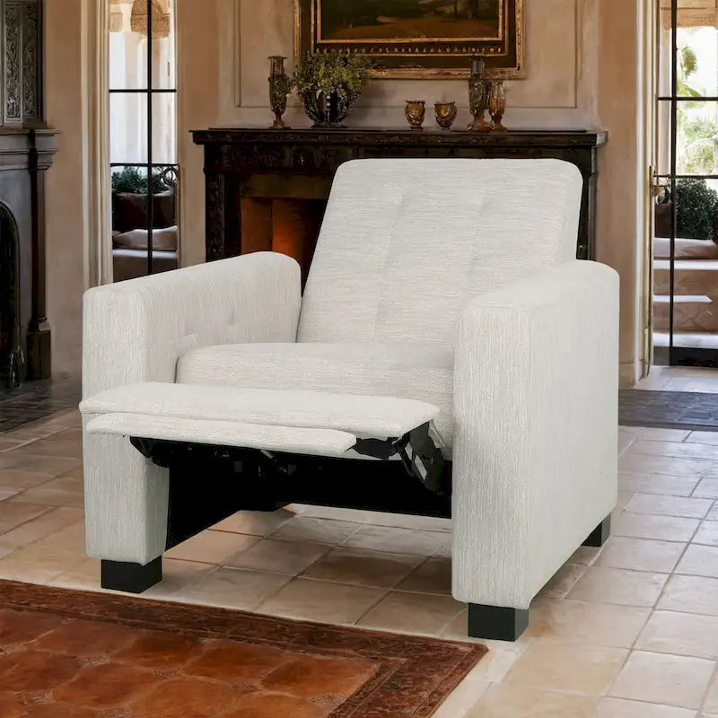 Contemporary Tufted Pushback Recliner Chair with Birch Wood Legs