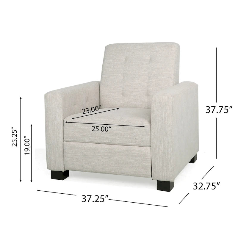 Contemporary Tufted Pushback Recliner Chair with Birch Wood Legs