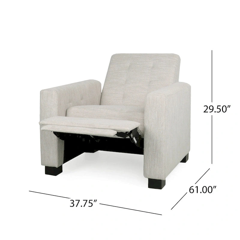 Contemporary Tufted Pushback Recliner Chair with Birch Wood Legs