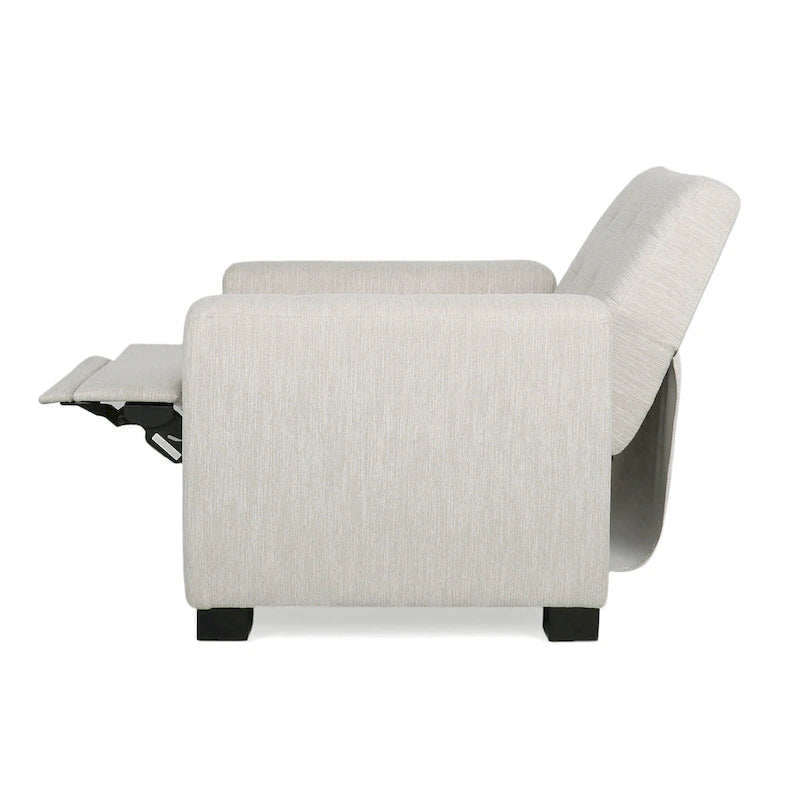 Contemporary Tufted Pushback Recliner Chair with Birch Wood Legs