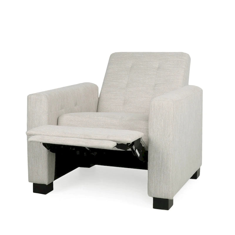Contemporary Tufted Pushback Recliner Chair with Birch Wood Legs