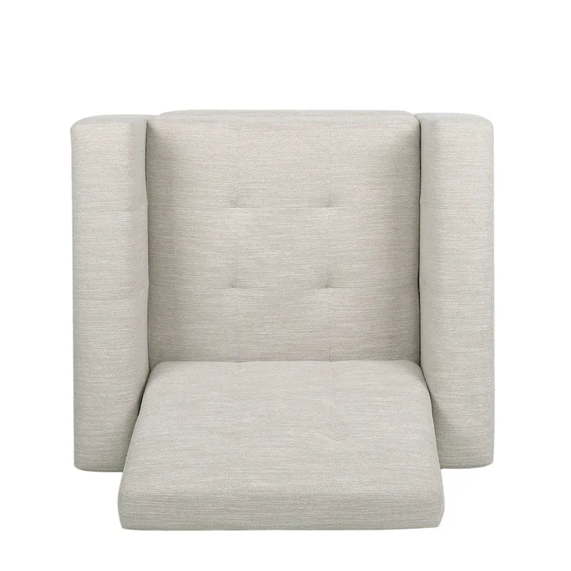 Contemporary Tufted Pushback Recliner Chair with Birch Wood Legs
