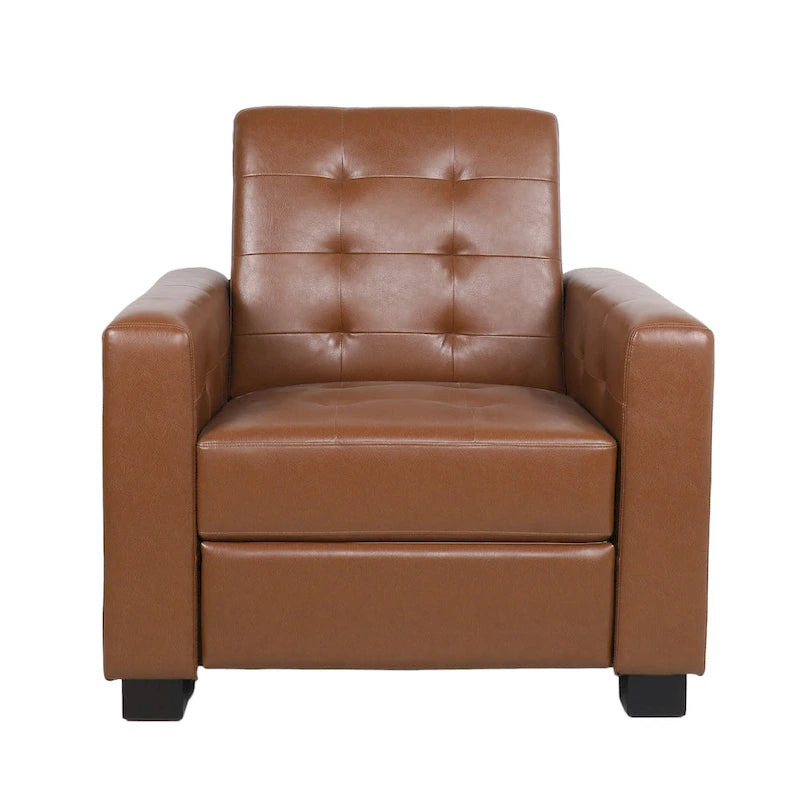 Contemporary Tufted Pushback Recliner Chair with Birch Wood Legs