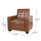 Contemporary Tufted Pushback Recliner Chair with Birch Wood Legs