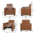 Contemporary Tufted Pushback Recliner Chair with Birch Wood Legs