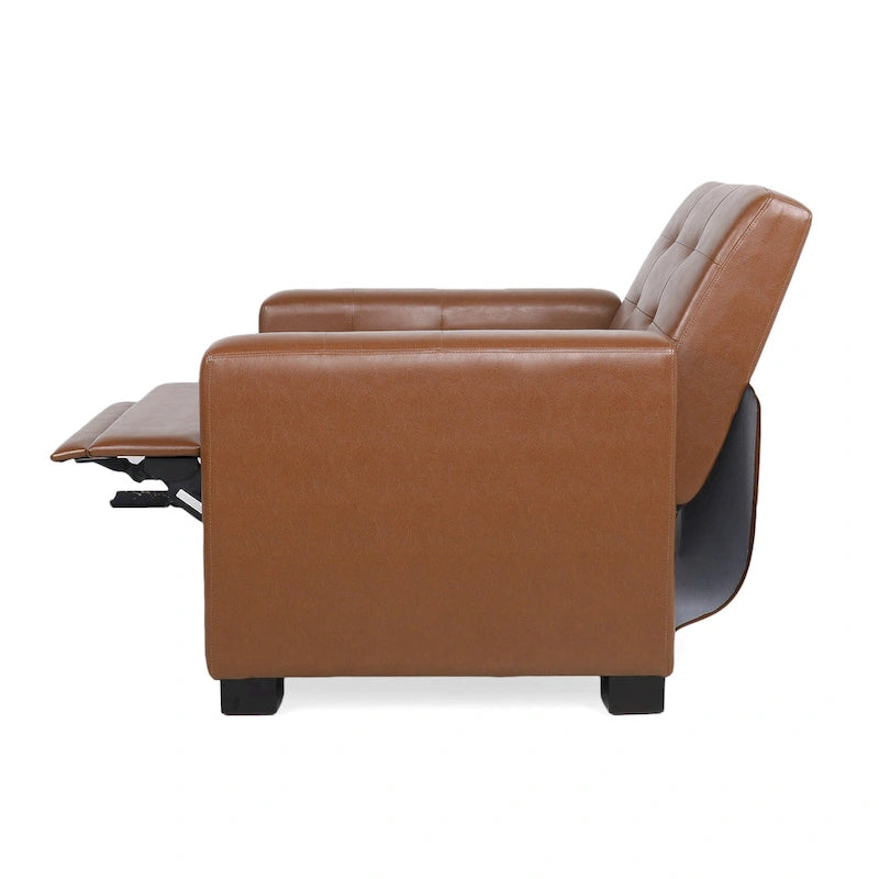 Contemporary Tufted Pushback Recliner Chair with Birch Wood Legs
