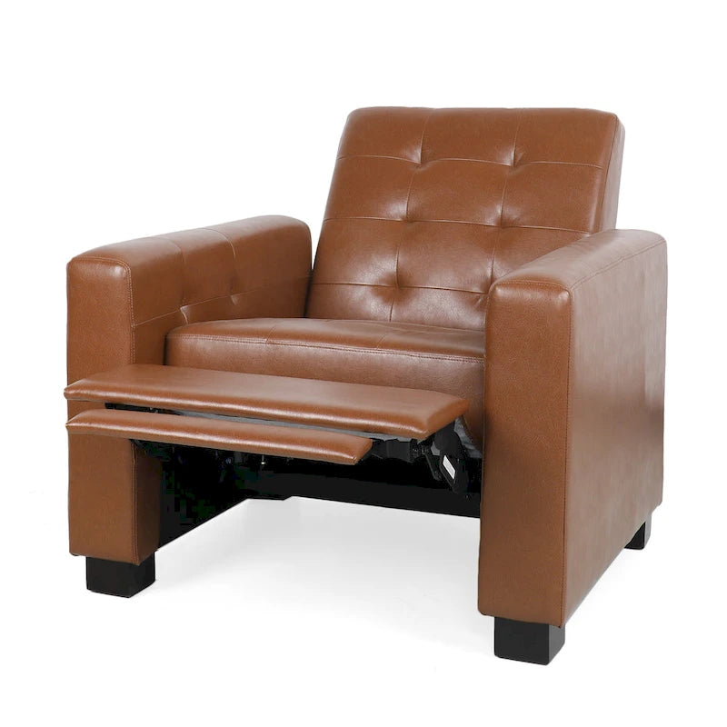 Contemporary Tufted Pushback Recliner Chair with Birch Wood Legs