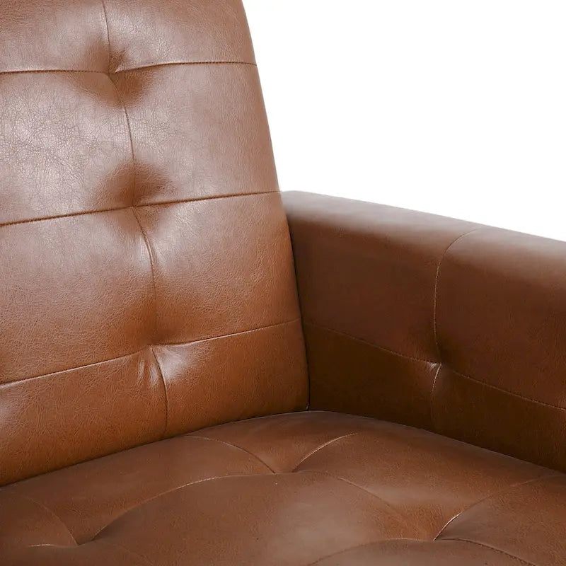Contemporary Tufted Pushback Recliner Chair with Birch Wood Legs