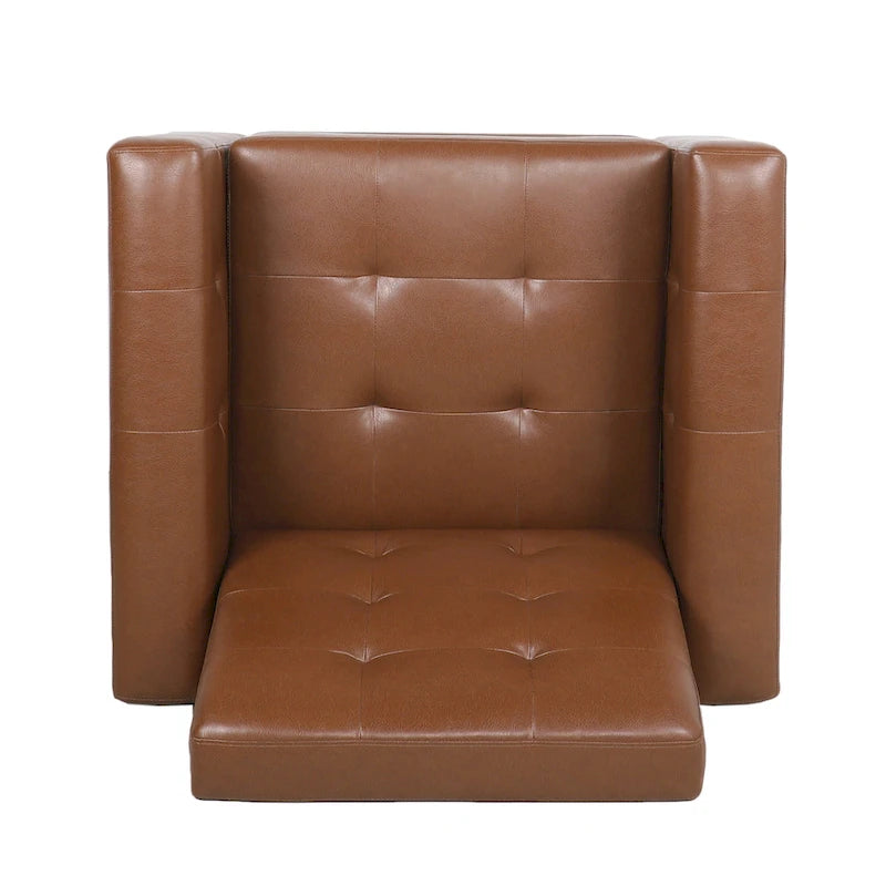Contemporary Tufted Pushback Recliner Chair with Birch Wood Legs