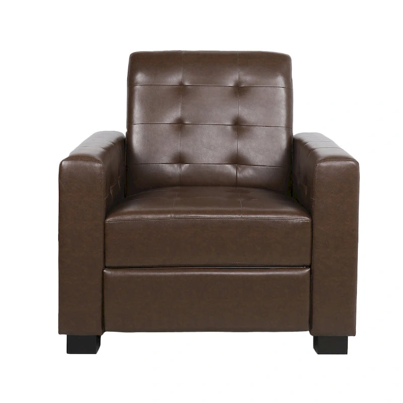 Contemporary Tufted Pushback Recliner Chair with Birch Wood Legs