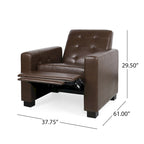 Contemporary Tufted Pushback Recliner Chair with Birch Wood Legs