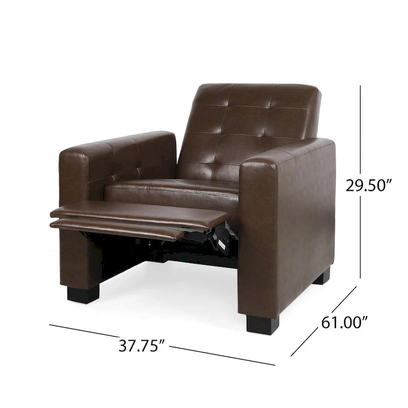 Contemporary Tufted Pushback Recliner Chair with Birch Wood Legs