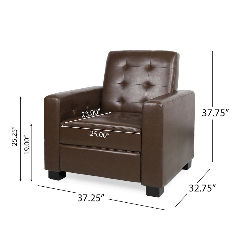 Contemporary Tufted Pushback Recliner Chair with Birch Wood Legs