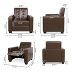Contemporary Tufted Pushback Recliner Chair with Birch Wood Legs