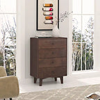 Solid Wood Dresser with Retro Handles and Spacious Storage