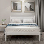 Platform Bed Frame with Headboard, Wood Slat Support