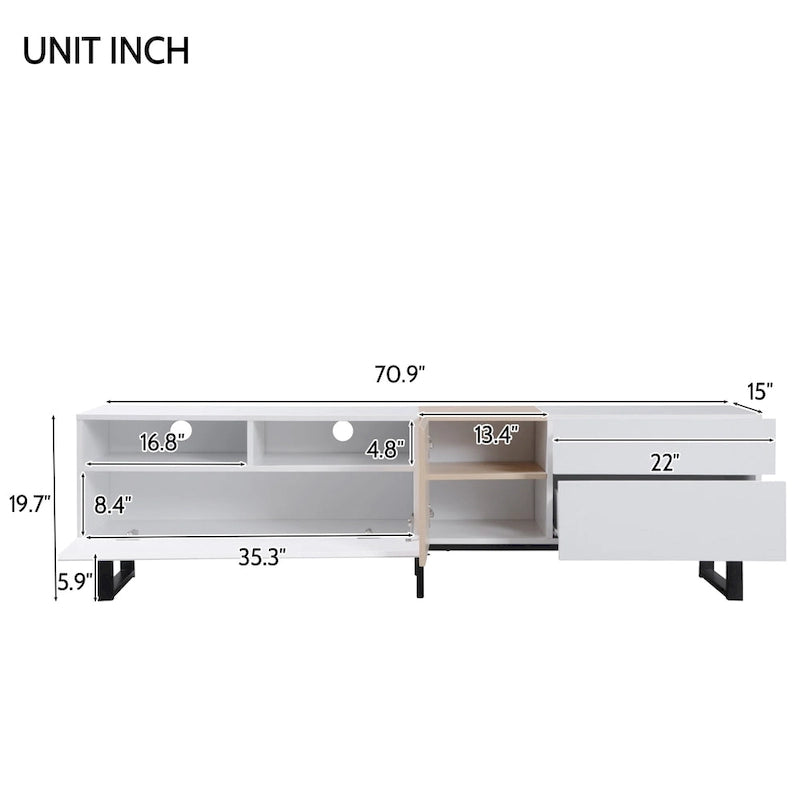 Modern TV Stand for 80 TV with Double Storage Space