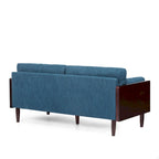 Mid-Century 3-Seater Sofa with Walnut Finish & Pillow Cushions