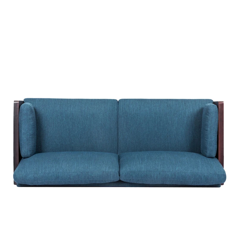 Mid-Century 3-Seater Sofa with Walnut Finish & Pillow Cushions
