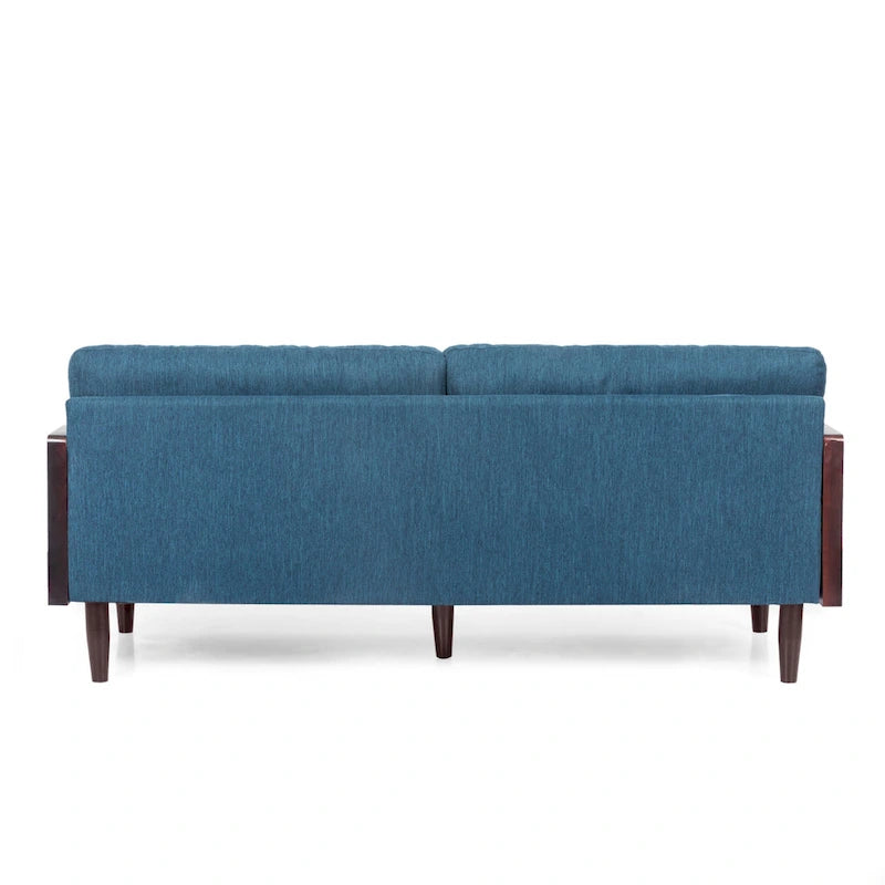 Mid-Century 3-Seater Sofa with Walnut Finish & Pillow Cushions