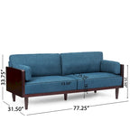 Mid-Century 3-Seater Sofa with Walnut Finish & Pillow Cushions