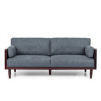 Mid-Century 3-Seater Sofa with Walnut Finish & Pillow Cushions