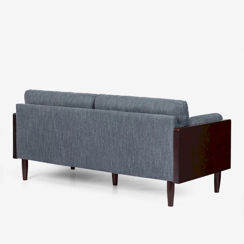Mid-Century 3-Seater Sofa with Walnut Finish & Pillow Cushions