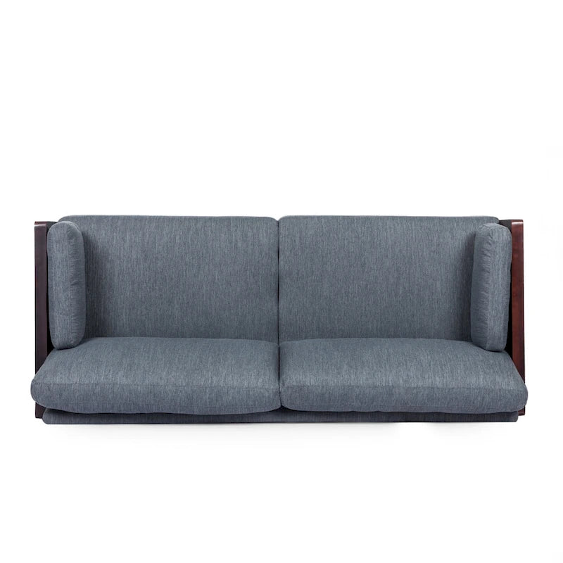 Mid-Century 3-Seater Sofa with Walnut Finish & Pillow Cushions