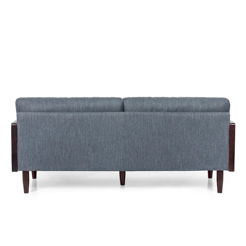 Mid-Century 3-Seater Sofa with Walnut Finish & Pillow Cushions