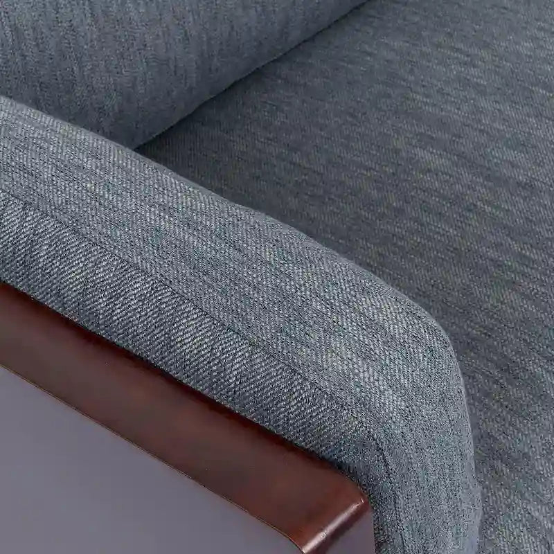 Mid-Century 3-Seater Sofa with Walnut Finish & Pillow Cushions