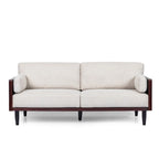 Mid-Century 3-Seater Sofa with Walnut Finish & Pillow Cushions