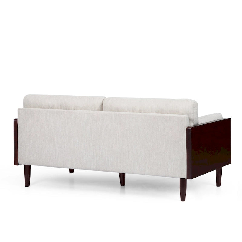 Mid-Century 3-Seater Sofa with Walnut Finish & Pillow Cushions