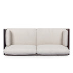 Mid-Century 3-Seater Sofa with Walnut Finish & Pillow Cushions
