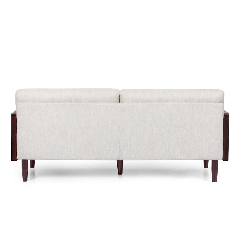 Mid-Century 3-Seater Sofa with Walnut Finish & Pillow Cushions
