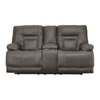 Brown Leather Power Dual Reclining Loveseat with USB & Storage
