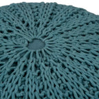 Boho Round Hand Knit Cotton Pouf with Polystyrene Filling