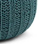 Boho Round Hand Knit Cotton Pouf with Polystyrene Filling