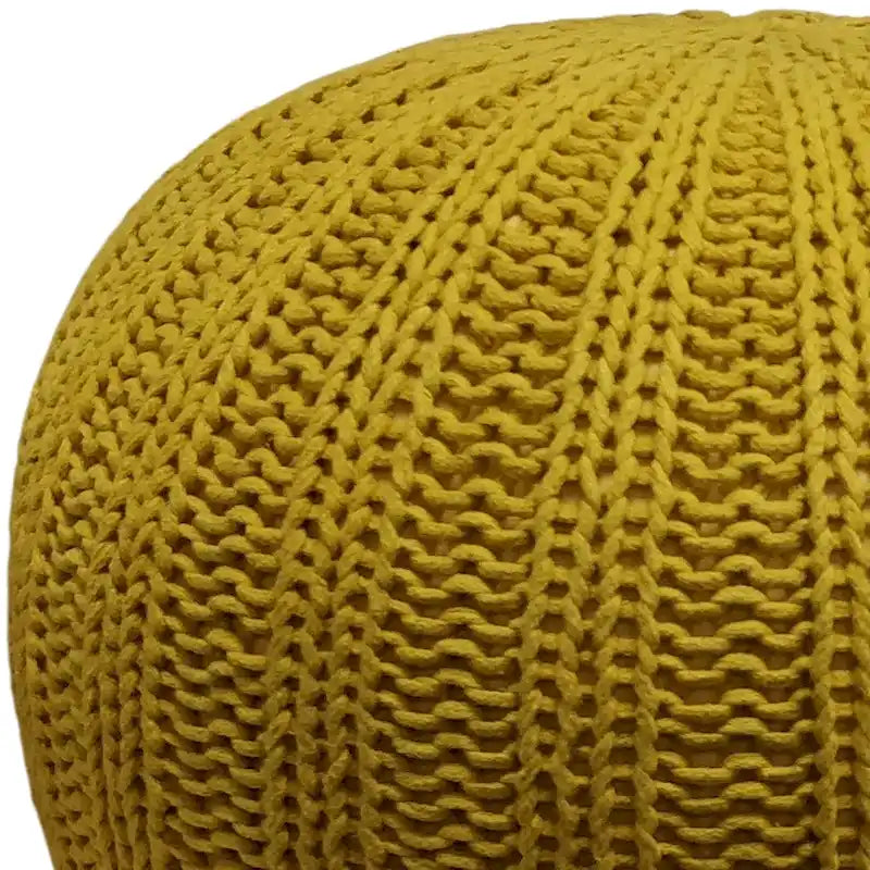 Boho Round Hand Knit Cotton Pouf with Polystyrene Filling