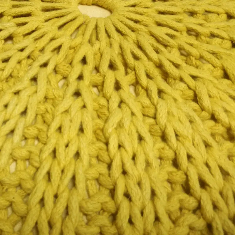 Boho Round Hand Knit Cotton Pouf with Polystyrene Filling