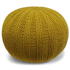Boho Round Hand Knit Cotton Pouf with Polystyrene Filling