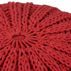 Boho Round Hand Knit Cotton Pouf with Polystyrene Filling