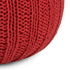 Boho Round Hand Knit Cotton Pouf with Polystyrene Filling