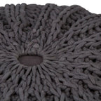 Boho Round Hand Knit Cotton Pouf with Polystyrene Filling