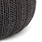 Boho Round Hand Knit Cotton Pouf with Polystyrene Filling