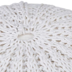 Boho Round Hand Knit Cotton Pouf with Polystyrene Filling