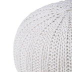 Boho Round Hand Knit Cotton Pouf with Polystyrene Filling
