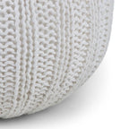 Boho Round Hand Knit Cotton Pouf with Polystyrene Filling